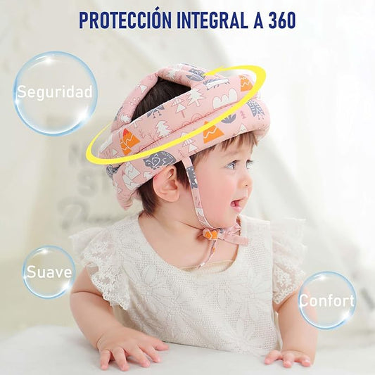 Casco de Seguridad para Bebés y Niños Pequeños, Protector de Cabeza para Niños, Cinturón de Protección Ajustable para la Cabeza para Aprender a Caminar, Gatear